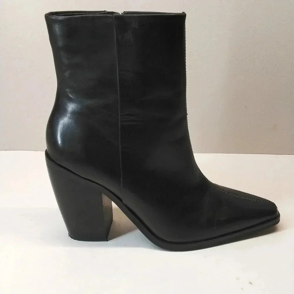 Vince Camuto Black Leather Pointed Toe Ankle Boots